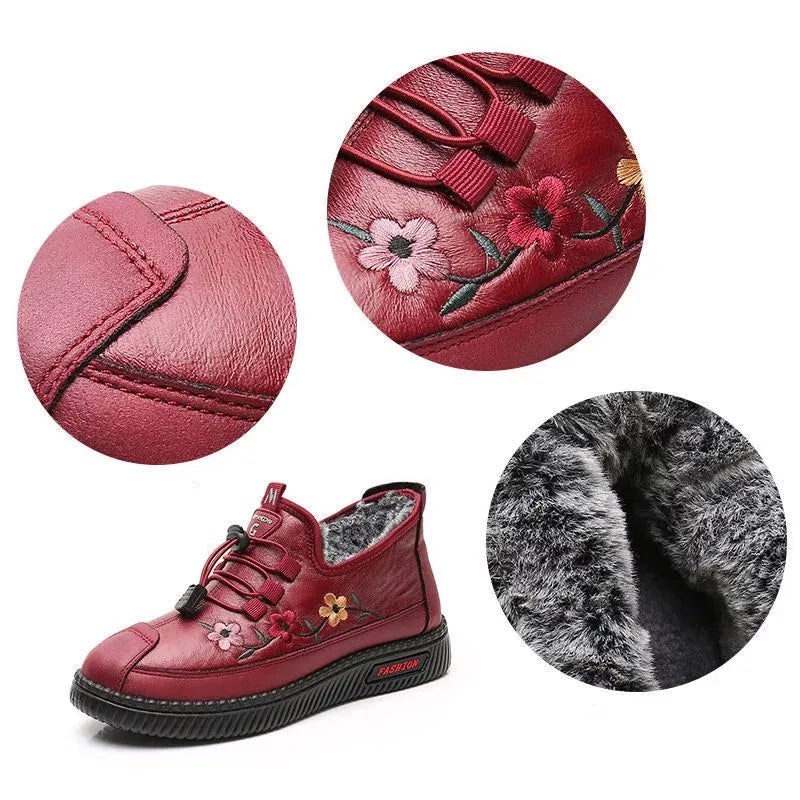 Carina™ | Fleece-Schuhe aus Leder