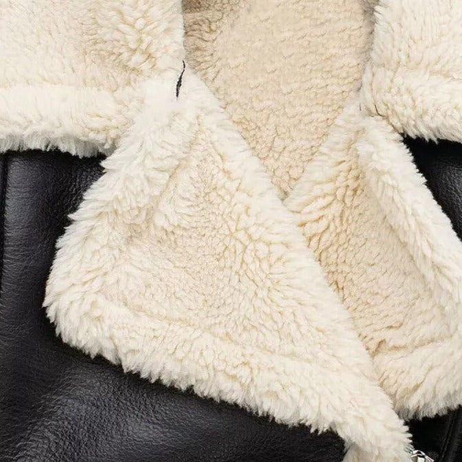 Katia™ | Leder Fleece Stylischer Mantel