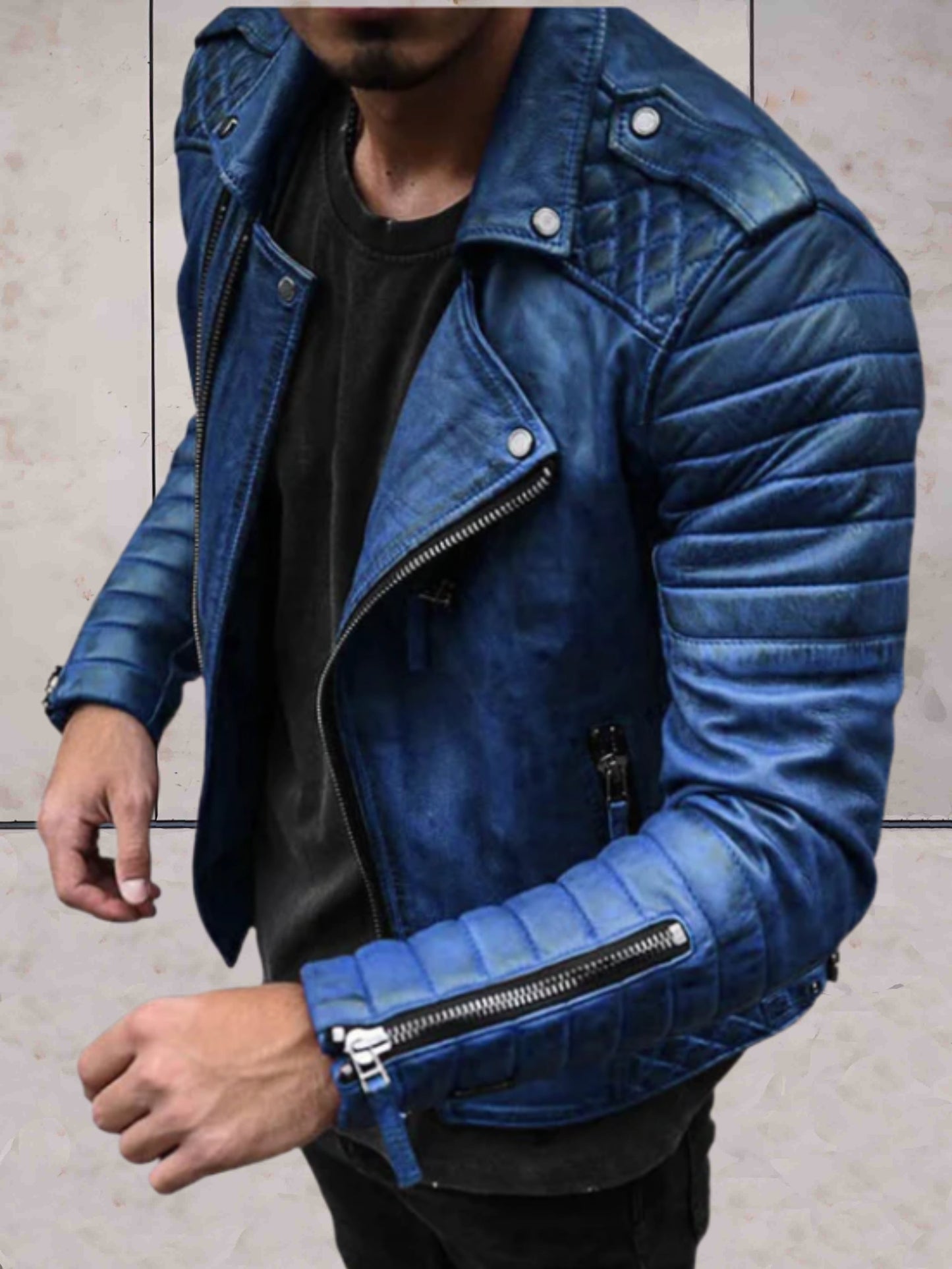 Emman™ - elegante, leicht zu tragende Lederjacke mit Taschen und Ärmeln mit Reißverschluss