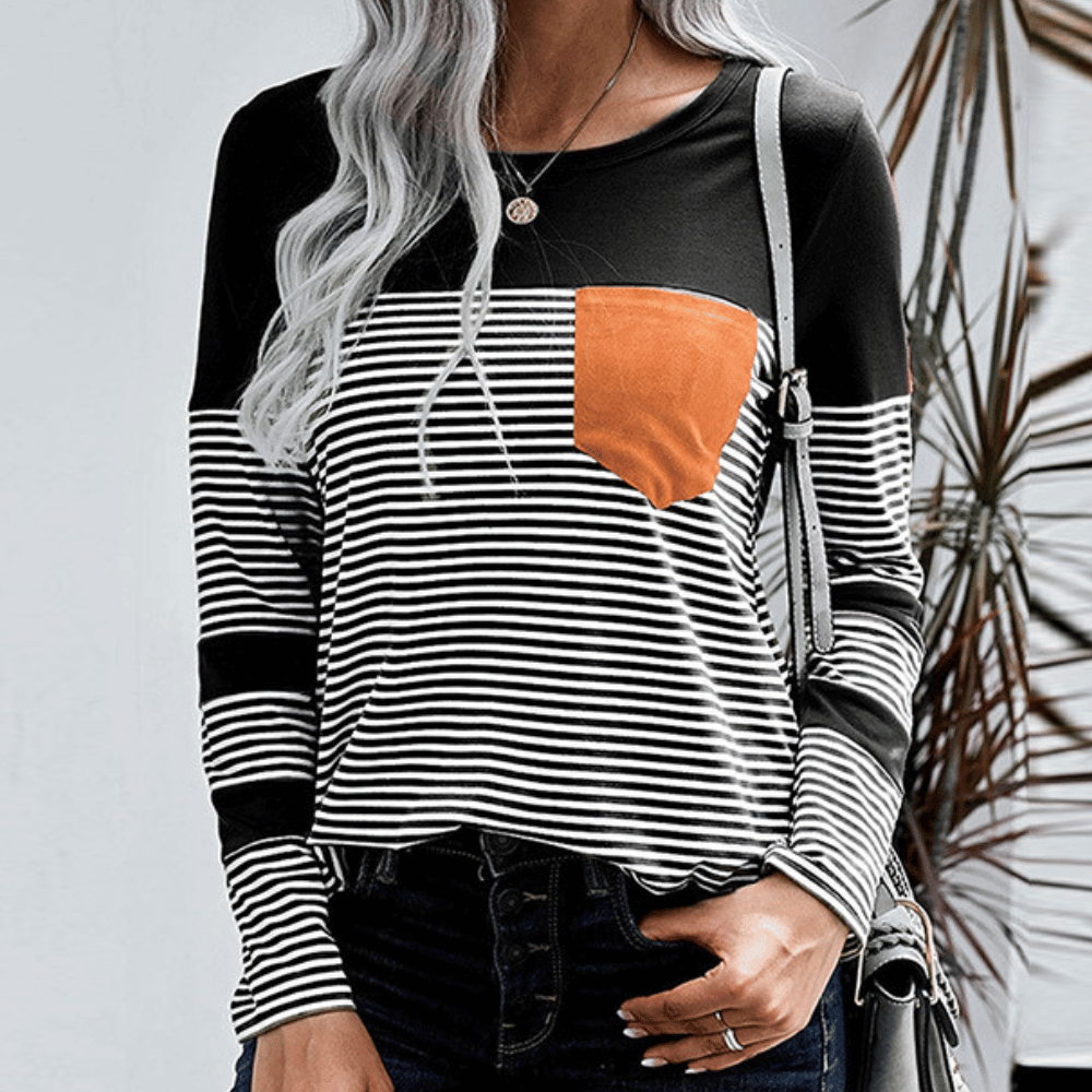 Ariella™ | Langes gestreiftes Herbst-T-Shirt